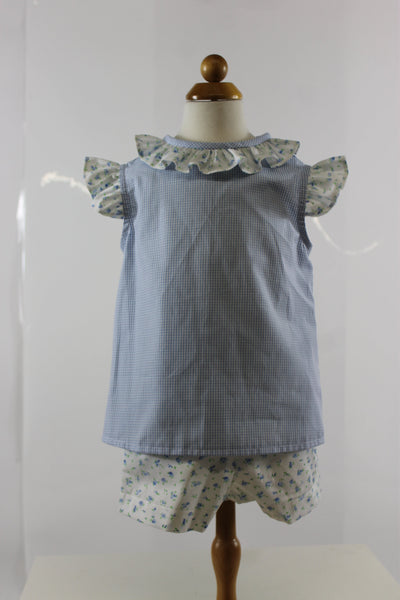 Lindsey Girl Short Set- blue floral