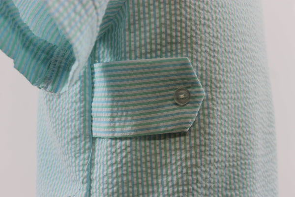 Tyler Boy Short Set - mint blue stripe seer