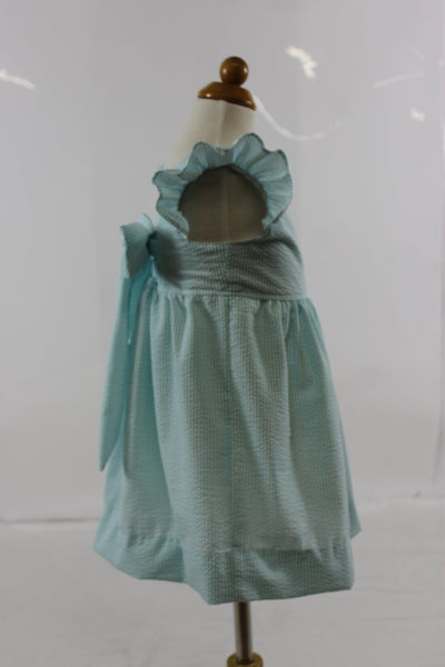 Florence Dress - mint blue stripe seer
