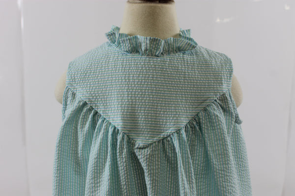 Princton Dress - mint blue stripe seer