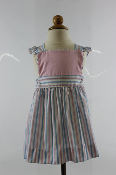 Mary Dress - pink blue stripe