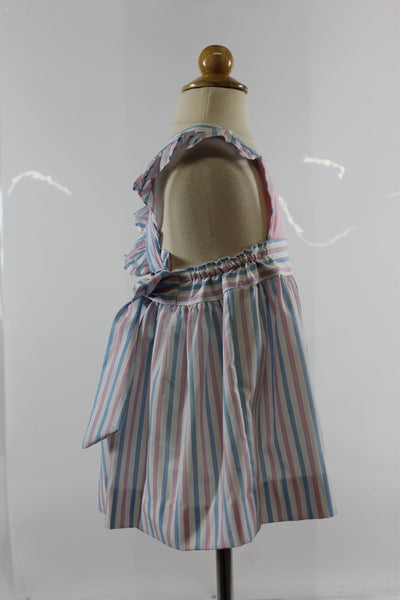 Mary Dress - pink blue stripe