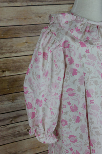 Cindy Dress - Khaki pink floral