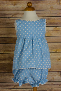 Wrap Bloomer Set - Blue with white dot