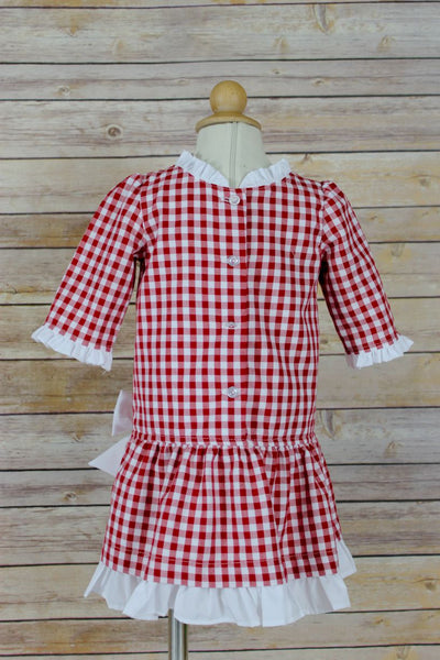 Jenny Dress with Ruffle - Red Check